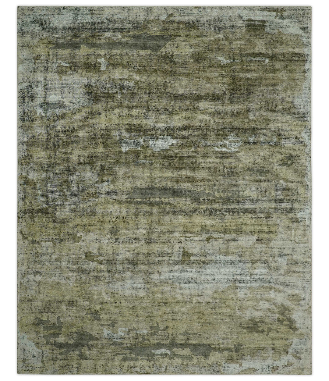 Brown And Silver Abstract Design Hand Knotted Custom Made wool rug