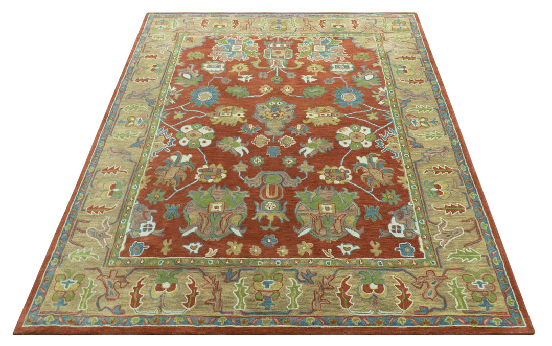 Rust And Beige Traditional Oushak Design Hand Tufted 8x10 Wool Area Rug
