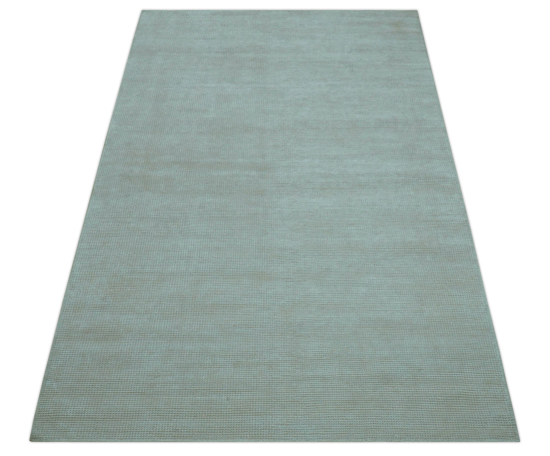 Modern Solid Design Ivory 5x8 Hand Woven Wool Area Rug
