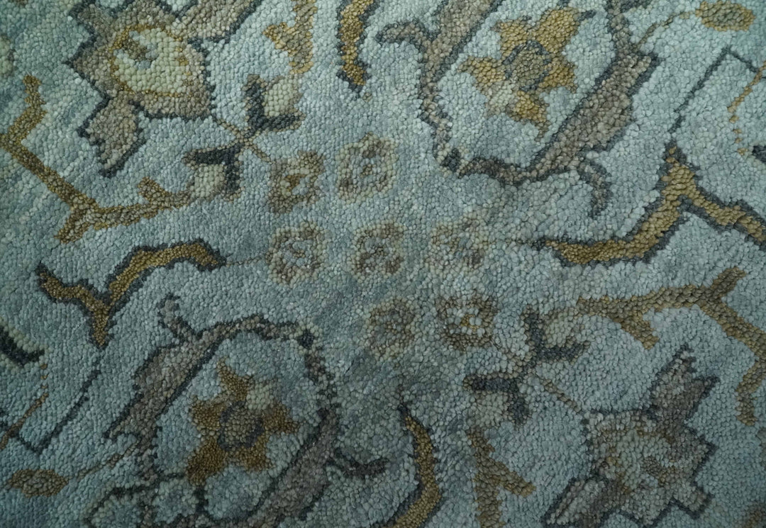 Blue and Beige Hand Knotted Traditional Oriental Oushak 8x10 wool area Rug