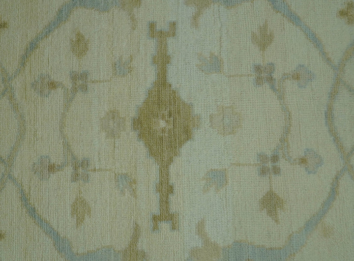 Traditional Oushak Design Ivory And Brown Hand Knotted 8x10 Wool Area Rug