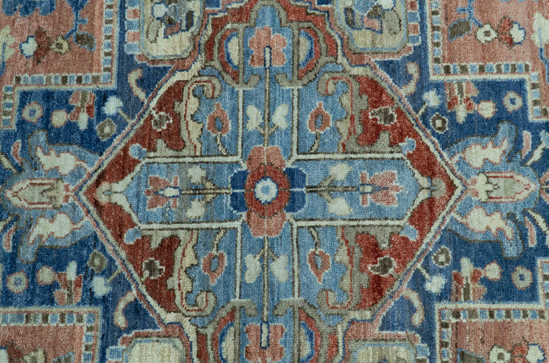 Traditional Serapi Design Rust And Blue Hand Knotted 8x10 Wool Area Rug