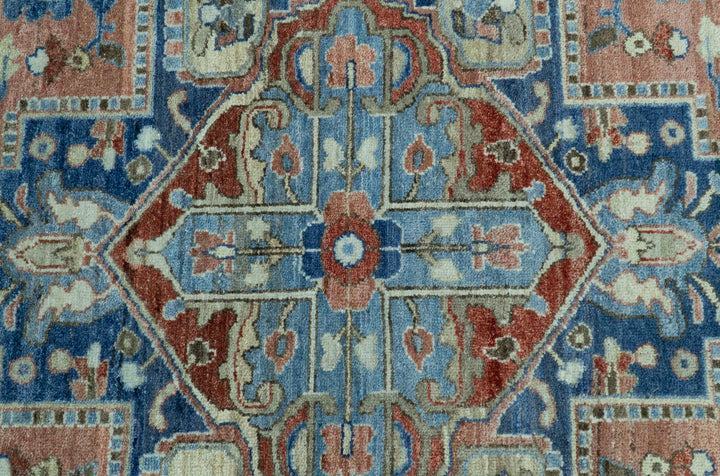 Traditional Serapi Design Rust And Blue Hand Knotted 8x10 Wool Area Rug