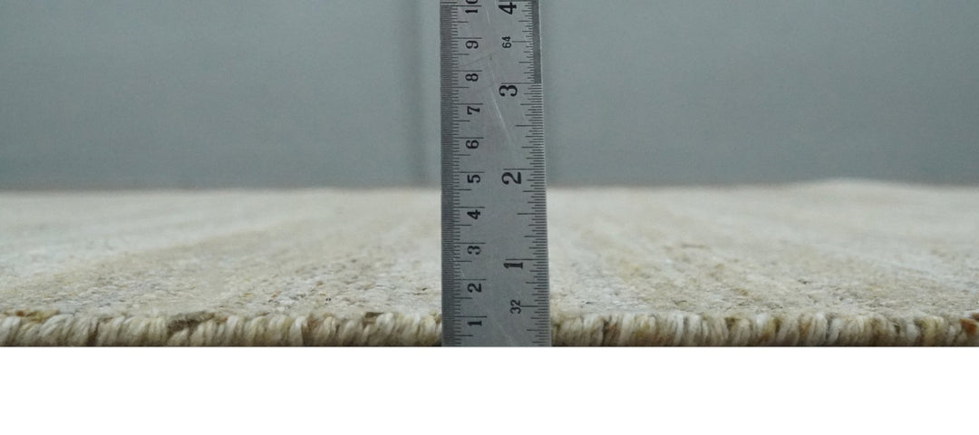 5x8 Beige, Gray and Silver Stripes Design Dari Pet yarn Rug - The Rug Decor