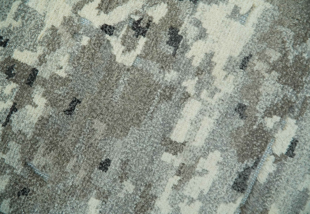5x8 hand knotted Modern Abstract Beige, Silver, Taupe and Charcoal wool Area Rug - The Rug Decor