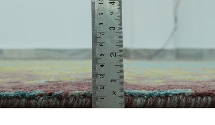 5x8 Modern Abstract Aqua, Olive and Brown Hand Knotted wool Area Rug - The Rug Decor