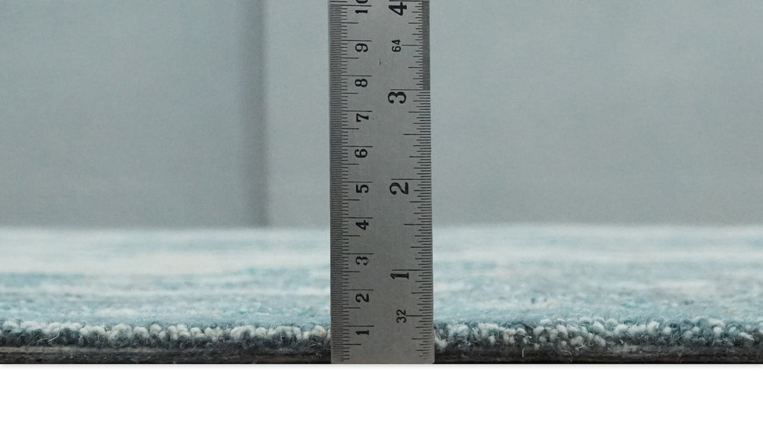 French Design Aubusson 8x10 Ivory and Blue Hand Tufted Wool Area Rug