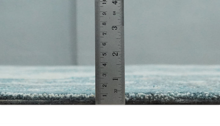 French Design Aubusson 8x10 Ivory and Blue Hand Tufted Wool Area Rug