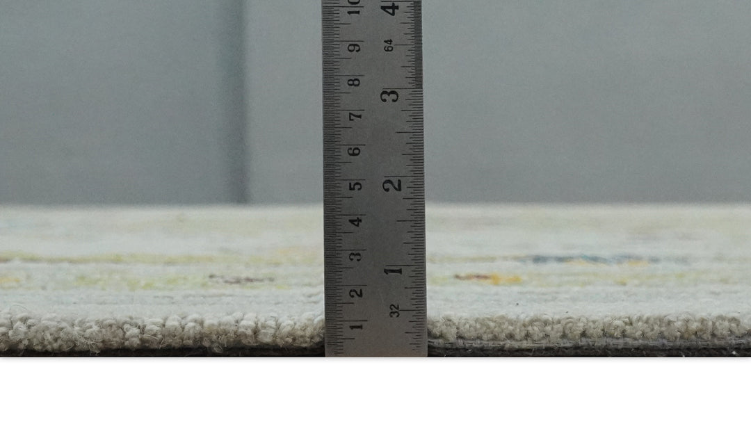 Ivory and Green 8x10 French Design Aubusson Hand Tufted Wool Area Rug