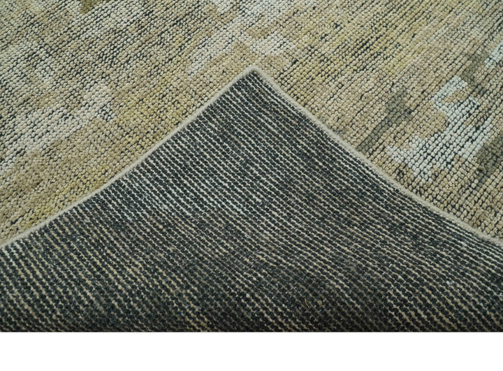 Brown And Silver Abstract Design Hand Knotted Custom Made wool rug