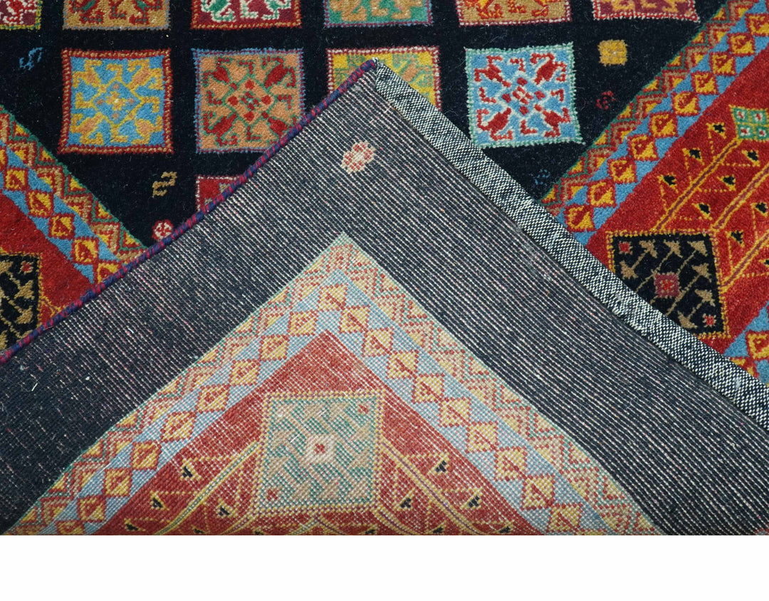 Blue Modern Geometrical Design 9x12 Hand Knotted wool Area Rug