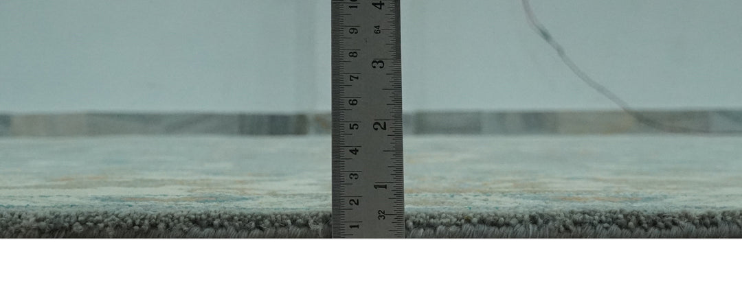 8x10 Traditional Floral Silver and Ivory Hand Knotted wool area rug