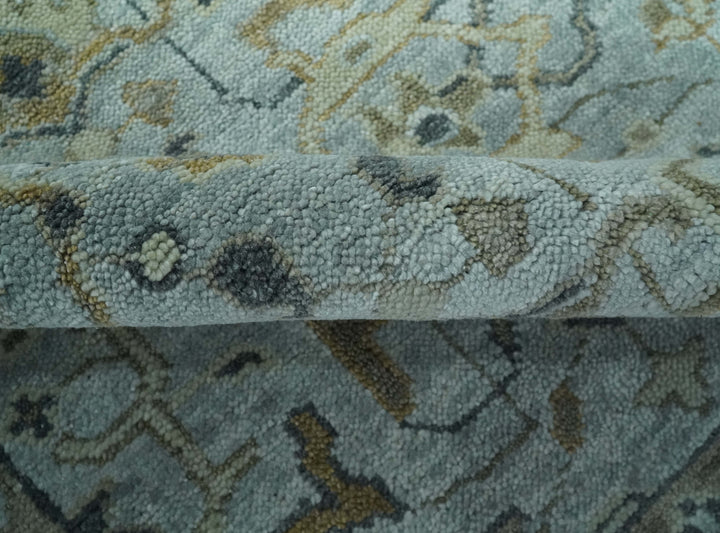 Blue and Beige Hand Knotted Traditional Oriental Oushak 8x10 wool area Rug