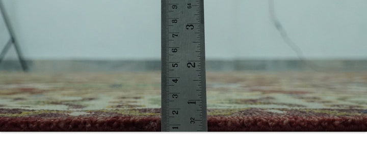 Maroon and Green Hand Knotted Traditional Large Design 8x10 wool area rug