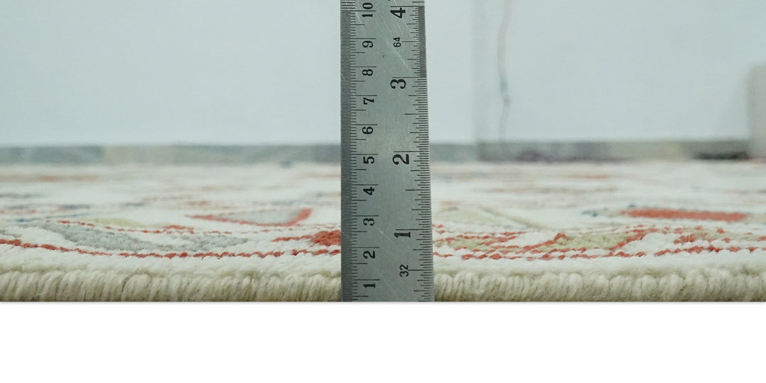 Traditional Mamluk design Ivory, Rust and Olive Hand knotted Multi Size wool rug