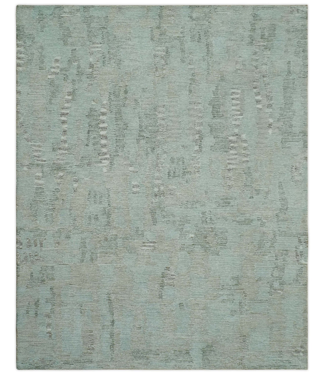 8x10 Modern Abstract Teal, Olive and Ivory Hand Tufted wool area rug - The Rug Decor