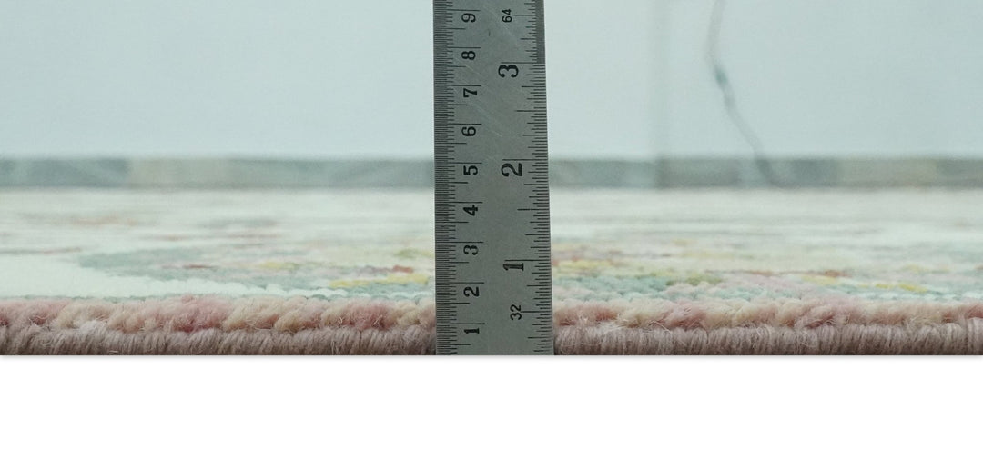 8x10 Peacock Garden Ivory and Green Bird Hand Knotted Wool Area Rug - The Rug Decor