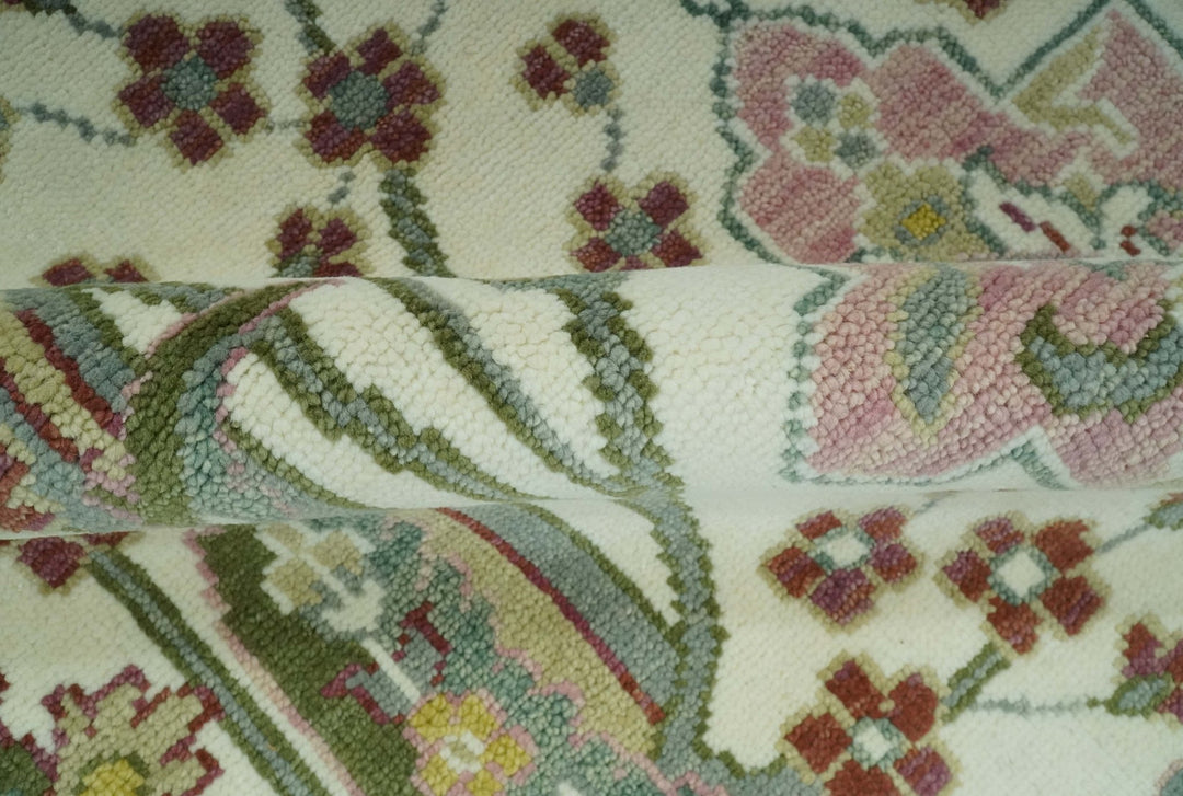 8x10 Peacock Garden Ivory and Green Bird Hand Knotted Wool Area Rug - The Rug Decor