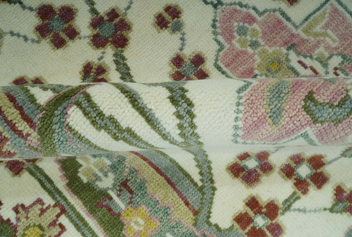 8x10 Peacock Garden Ivory and Green Bird Hand Knotted Wool Area Rug - The Rug Decor