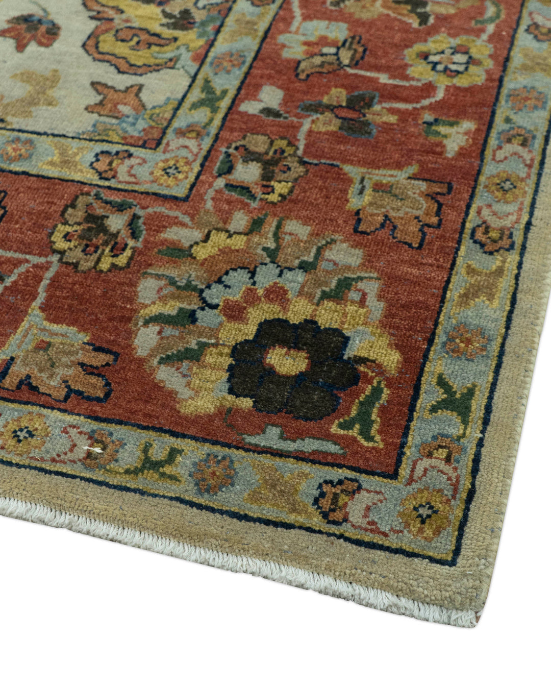 Traditional Heriz Design Beige And Brown  6x9 Hand Knotted Wool Area Rug