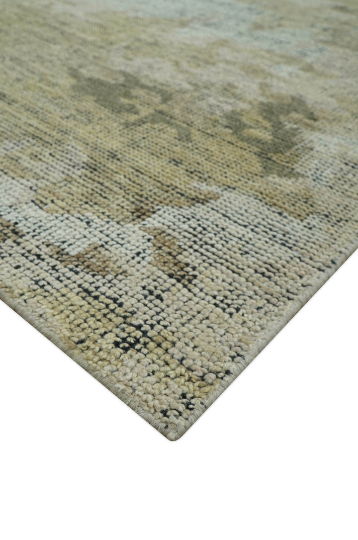 Brown And Silver Abstract Design Hand Knotted Custom Made wool rug