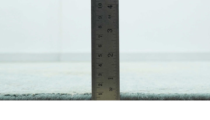 Abstract Design Blue, Beige And Gray 8x10 Hand Knotted Wool and Bamboo Silk Rug - The Rug Decor