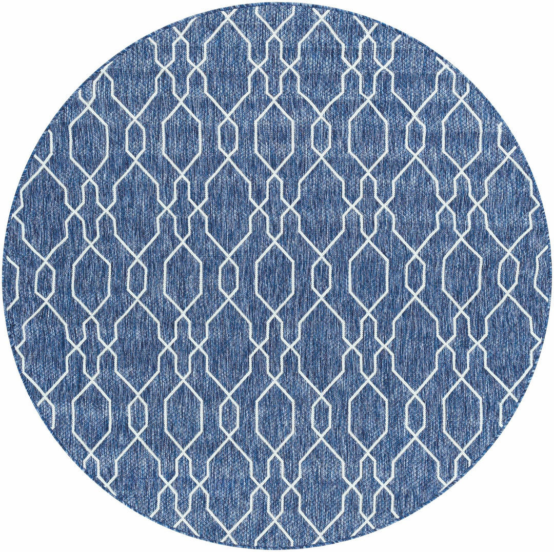 Aldford Denim Modern Geometrical Blue And Cream Machine Woven Outdoor Carpet - The Rug Decor