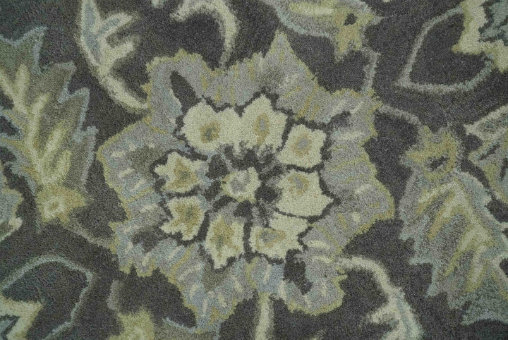 Antique Design 8x10 Charcoal and Beige Traditional Floral Hand Tufted rug - The Rug Decor