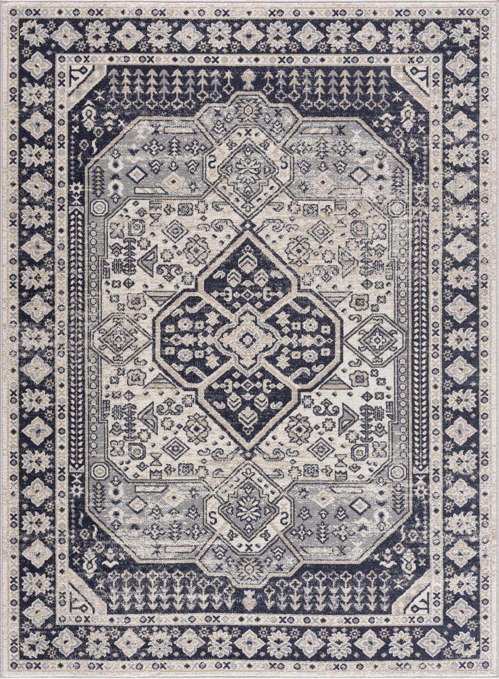 Antique Design Premium Black, Beige and Gray Traditional Washable area Rug - The Rug Decor