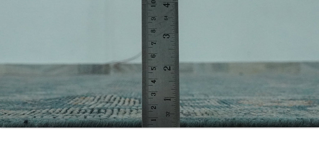 Antique Design Teal, Silver and Dark Peach Hand Knotted Traditional Design 8x10 wool Area rug - The Rug Decor