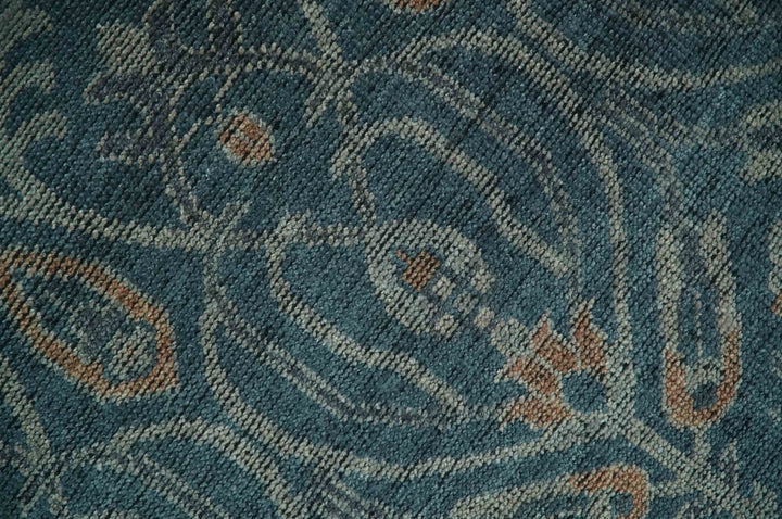 Antique Design Teal, Silver and Dark Peach Hand Knotted Traditional Design 8x10 wool Area rug - The Rug Decor