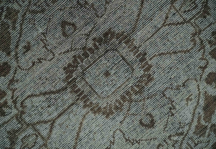 Antique Design Traditional Heriz Medallion Silver, Charcoal and Brown Hand Knotted 8x10 wool area Rug - The Rug Decor