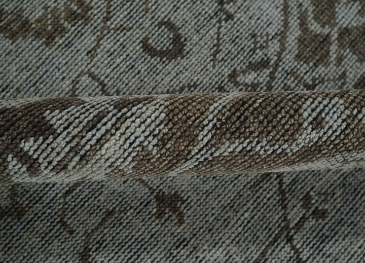 Antique Design Traditional Heriz Medallion Silver, Charcoal and Brown Hand Knotted 8x10 wool area Rug - The Rug Decor