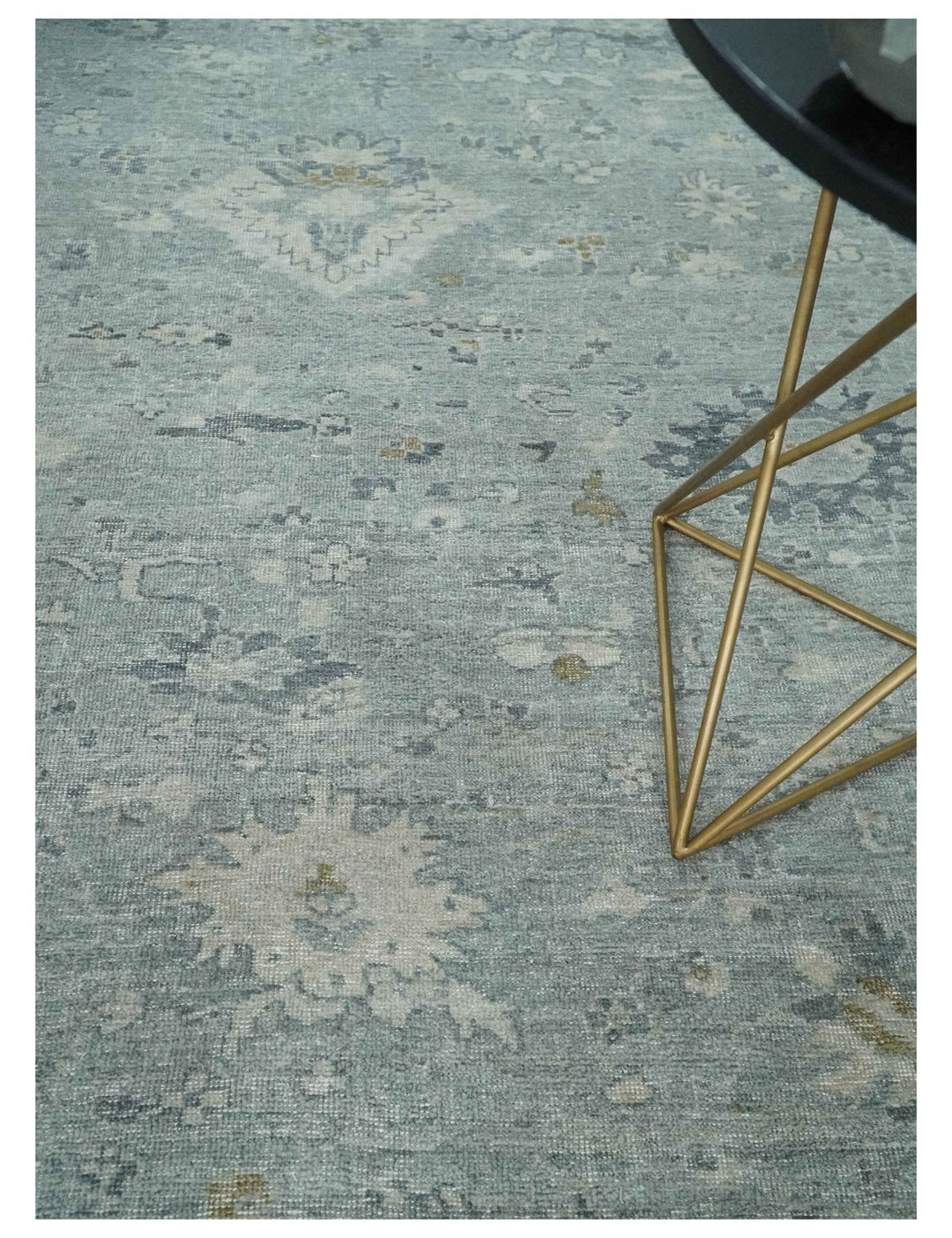 Antique Distressed Look Gray and Silver Low Pile Multi Size Oushak wool Area Rug - The Rug Decor