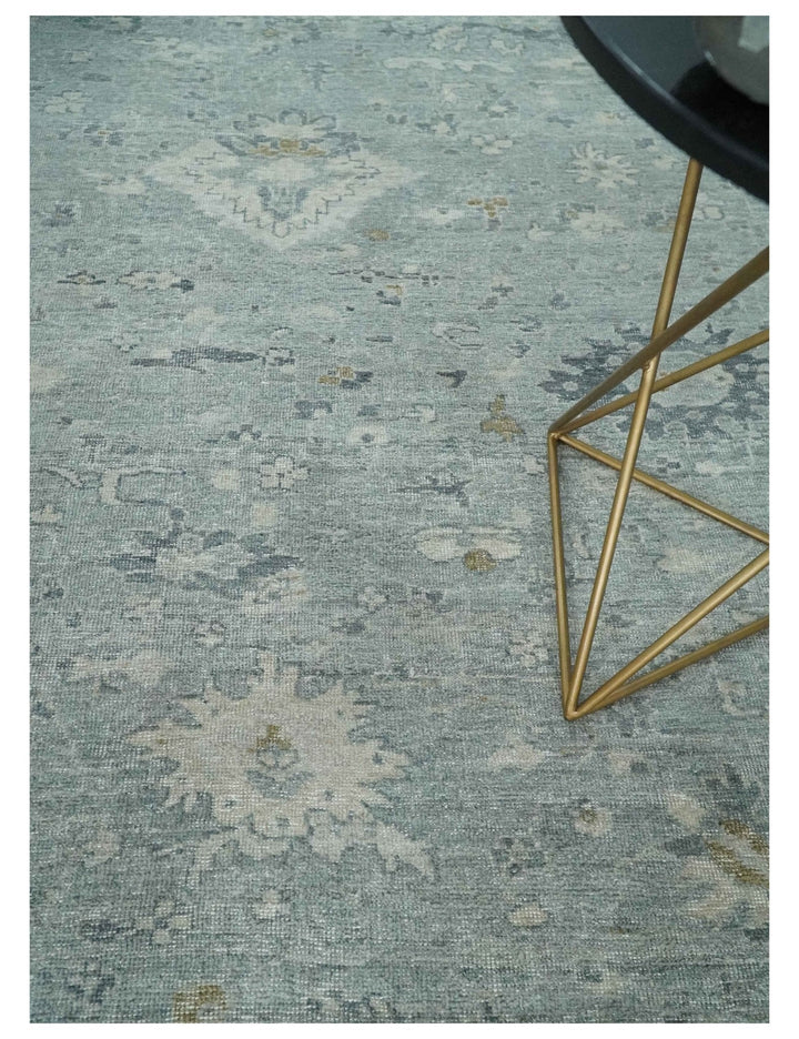 Antique Distressed Look Gray and Silver Low Pile Multi Size Oushak wool Area Rug - The Rug Decor