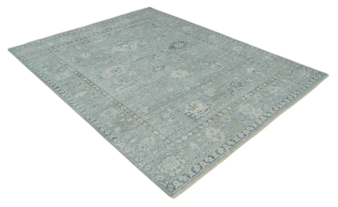Antique Distressed Look Gray and Silver Low Pile Multi Size Oushak wool Area Rug - The Rug Decor