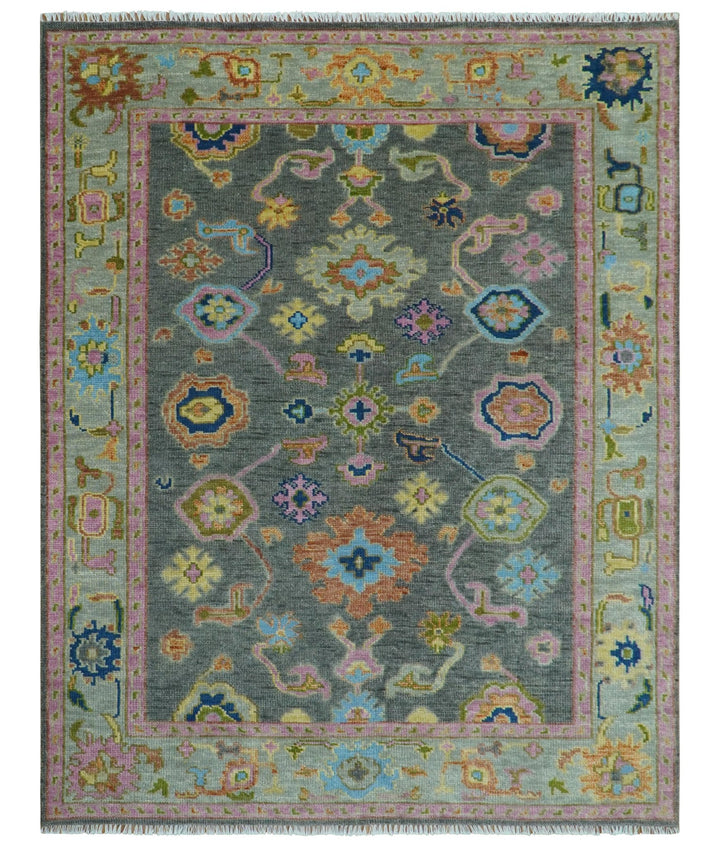 Antique Gray and Pink 5x8, 6x9, 8x10, 9x12, 10x14 and 12x15 Wool Traditional Persian Silver Vibrant Colorful Hand knotted Oushak Area Rug | TRDCP787 - The Rug Decor
