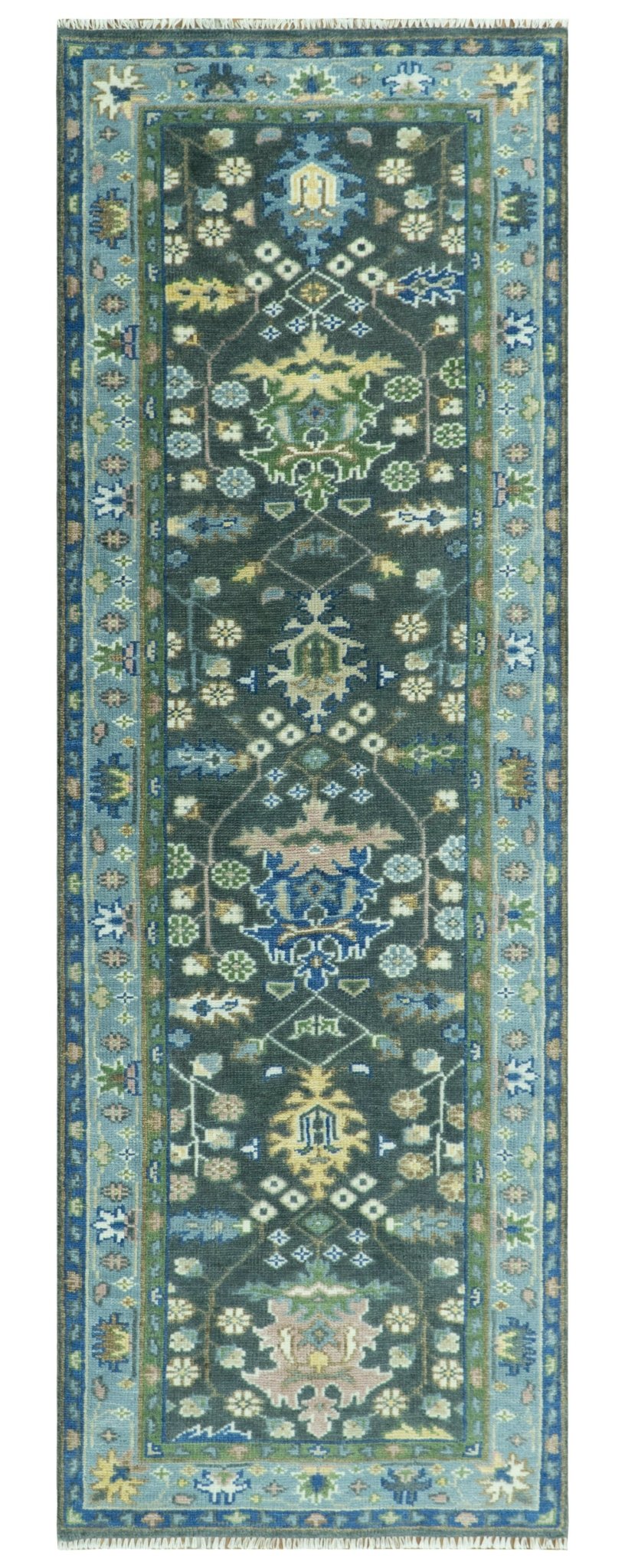 Antique Hand Knotted Green Moss and Blue Traditional Turkish Vintage Oushak Custom Made Wool Area Rug - The Rug Decor