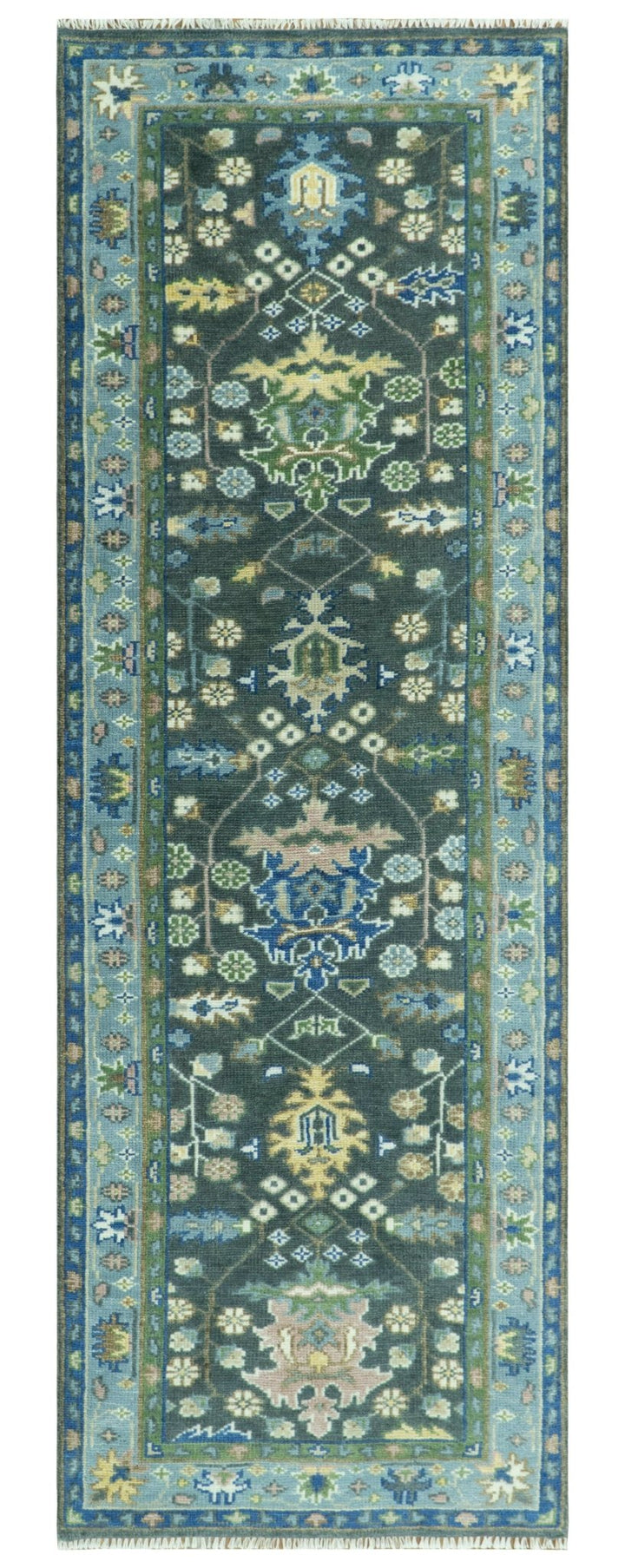 Antique Hand Knotted Green Moss and Blue Traditional Turkish Vintage Oushak Custom Made Wool Area Rug - The Rug Decor