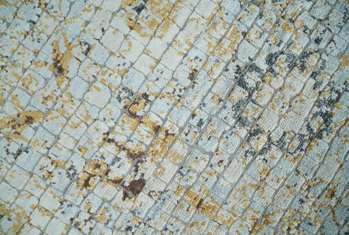 Antique look Aqua, Gold and Charcoal Hand Knotted Carved Texture Traditional Oriental Oushak 8x10 wool Area Rug - The Rug Decor