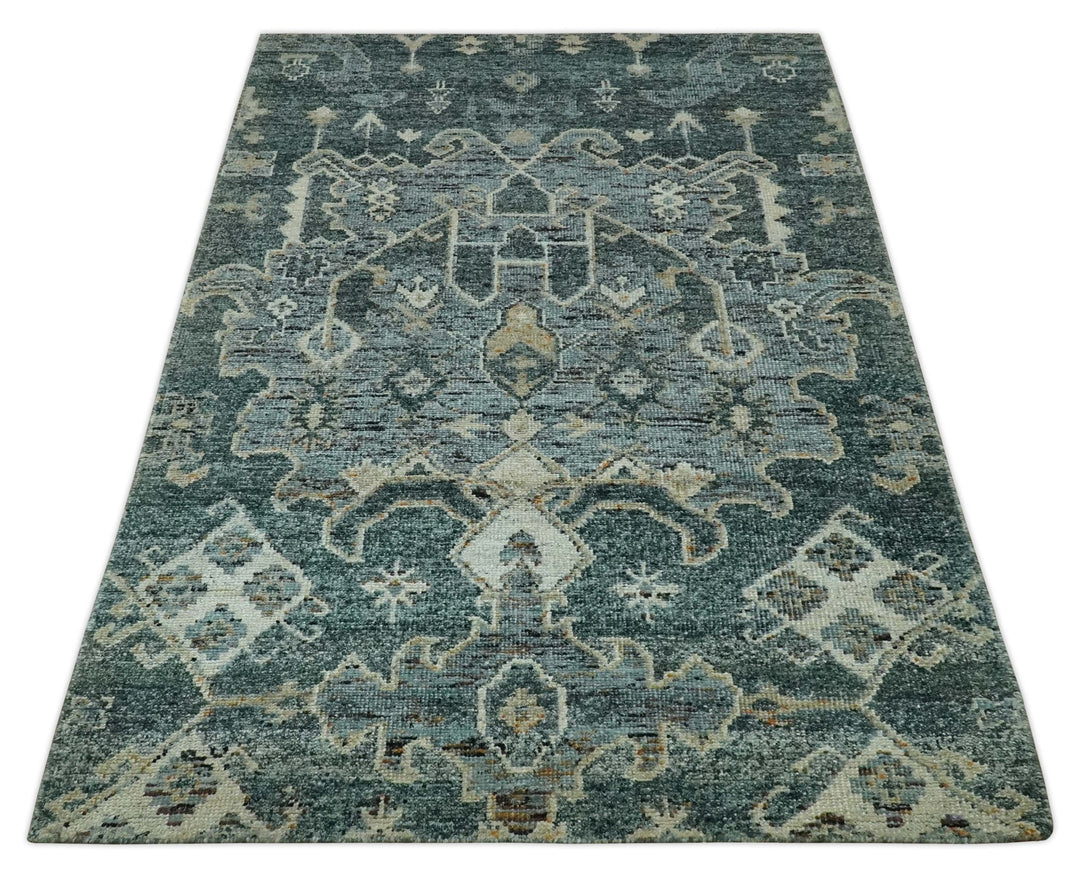 Antique look Gray and Silver 5.6x8.6 Traditional Large Design Hand Knotted wool Rug - The Rug Decor