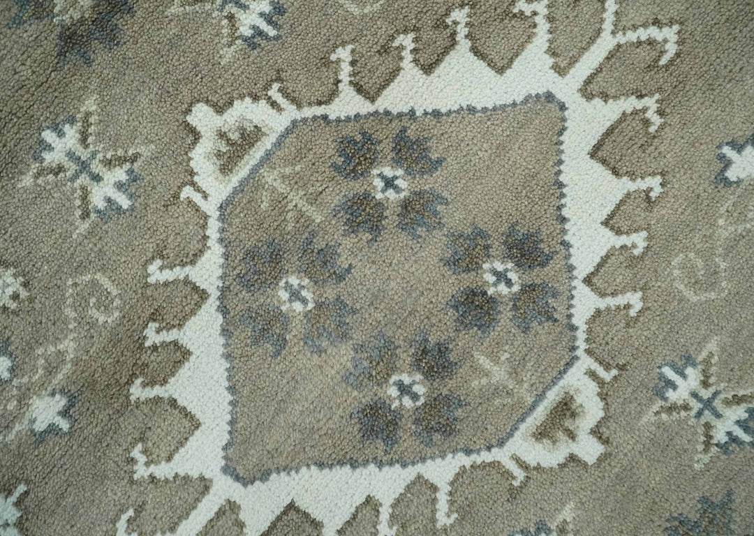 Antique look Grayish-Green and Ivory Hand Knotted Traditional Heriz Custom Made wool Area Rug - The Rug Decor
