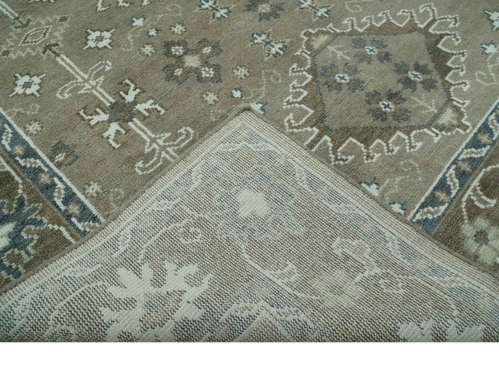 Antique look Grayish-Green and Ivory Hand Knotted Traditional Heriz Custom Made wool Area Rug - The Rug Decor