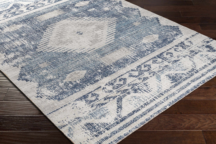 Antique look Ivory and Blue Mamluk Design Outdoor safe Rug - The Rug Decor