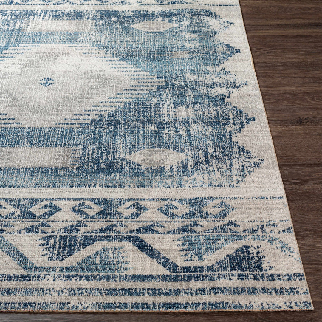 Antique look Ivory and Blue Mamluk Design Outdoor safe Rug - The Rug Decor