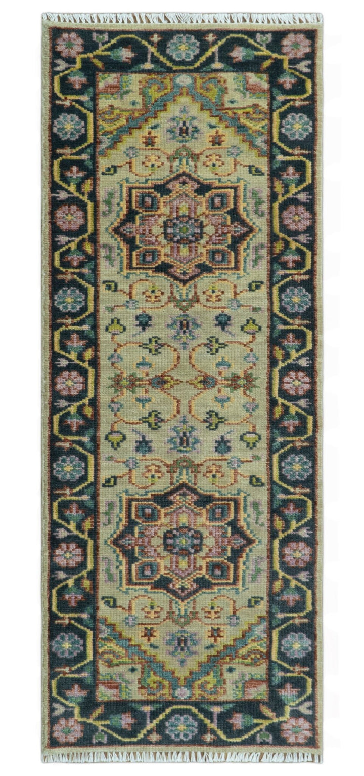 Antique Moss Green and Pink Traditional Multi Size Wool Area Rug - The Rug Decor
