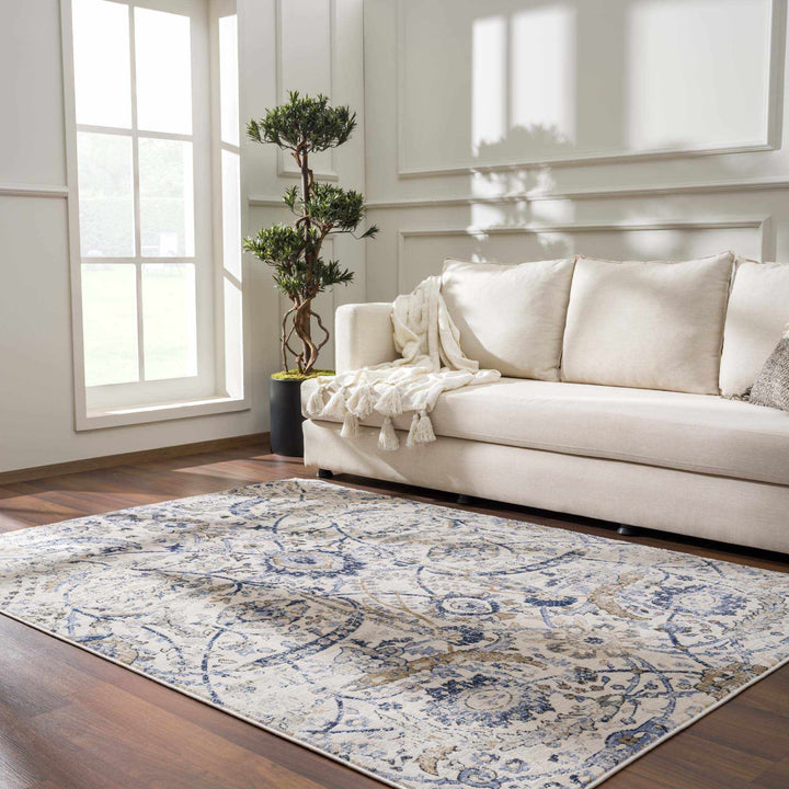 Antique Style Beige and Purple Traditional Oriental Oushak rug - The Rug Decor