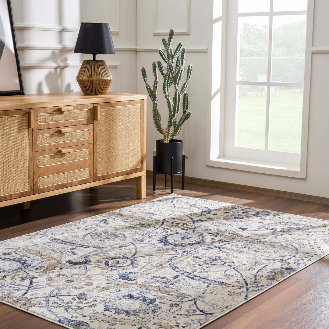 Antique Style Beige and Purple Traditional Oriental Oushak rug - The Rug Decor