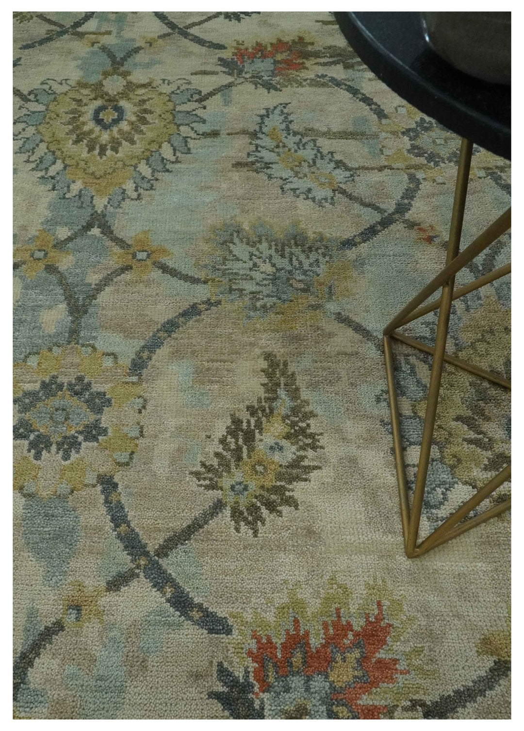 Antique Style Beige, Green and Gray Hand Knotted Traditional Oriental 8x10 wool area Rug - The Rug Decor