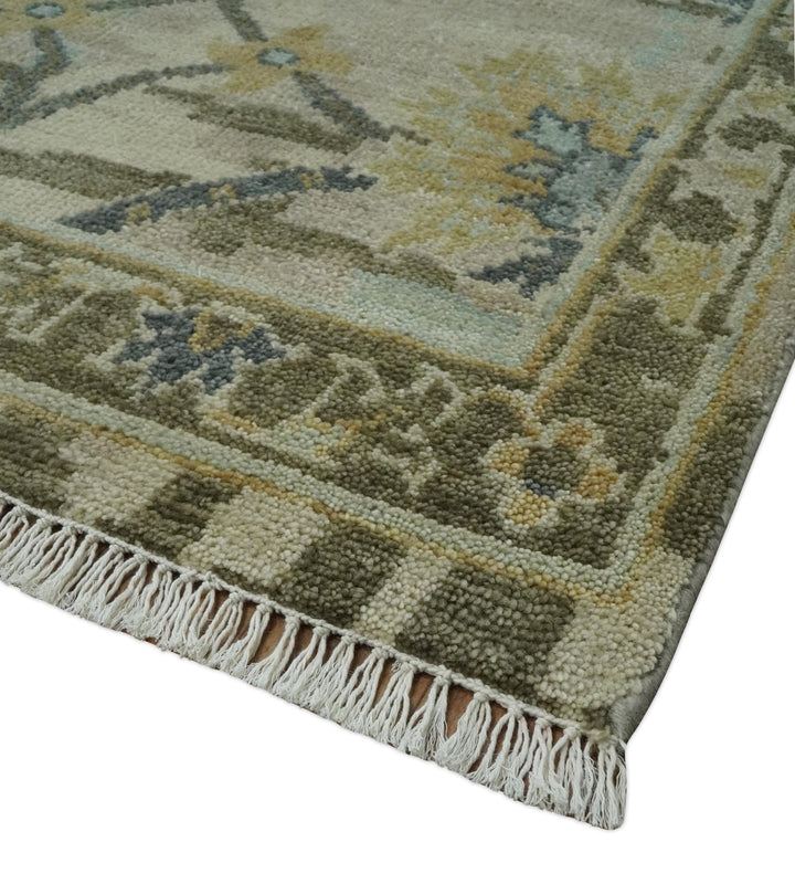 Antique Style Beige, Green and Gray Hand Knotted Traditional Oriental 8x10 wool area Rug - The Rug Decor